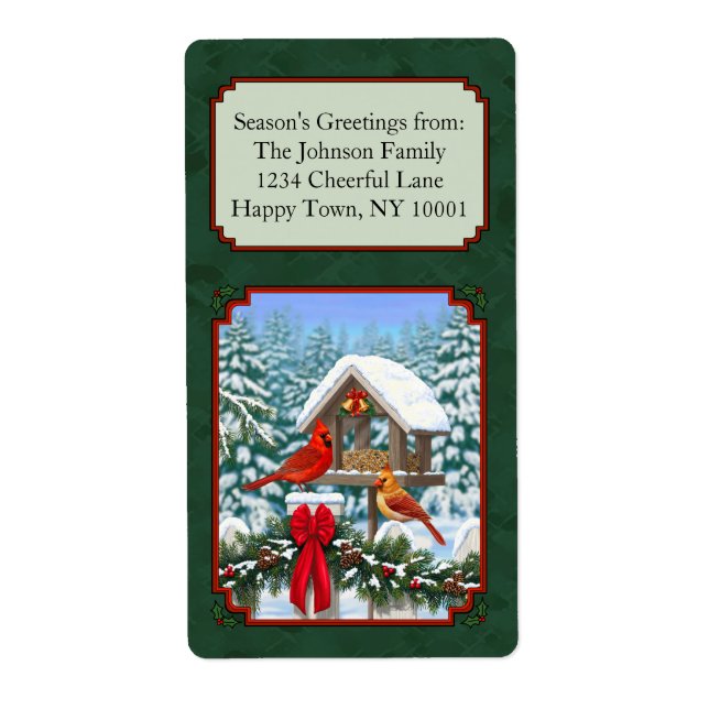 Etiqueta Cardinhos Banquete de Natal Verde (Frente)