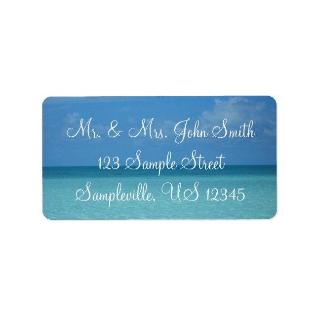 Etiqueta Caribe Horizonte Turquesa Tropical Azul (Frente)