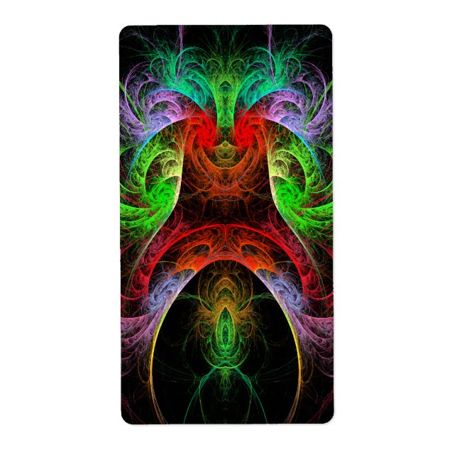 Etiqueta Carnaval Abstrato Art Fractal (Frente)