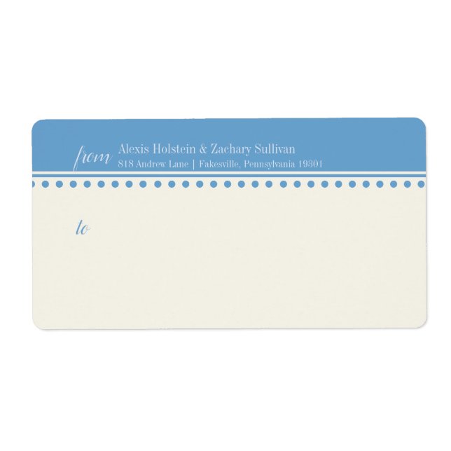 Etiqueta Caroline Mailing Label, Pó Azul (Frente)