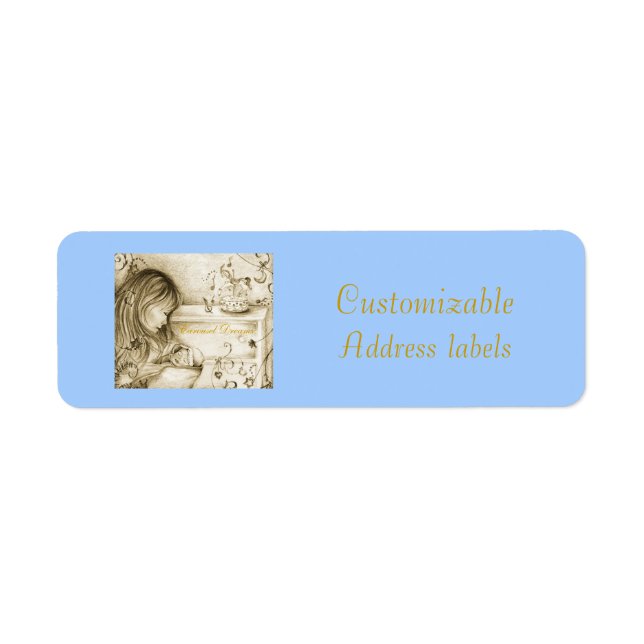 Etiqueta Carousel Dreams Blue Customizable Address Labels (Frente)