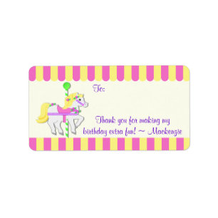 Etiqueta Carousel Pony Birthday Favor Tag