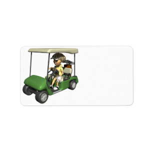 Etiqueta Carro do jogador de golfe da mulher