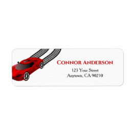 Etiqueta Carro Race Vermelho | Kids Custom Return Address