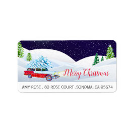 Etiqueta Carro Retro Feliz Natal Na Neve