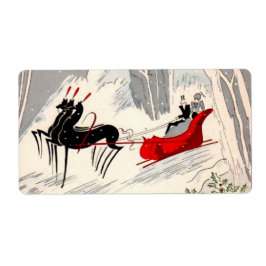 Etiqueta Cartão de Natal Vintage Art Déco de Passeio de Tre