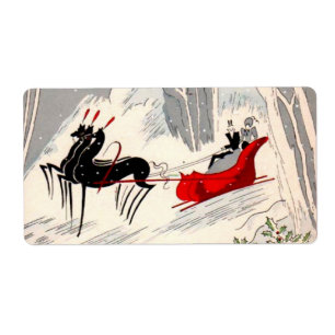 Etiqueta Cartão de Natal Vintage Art Déco de Passeio de Tre
