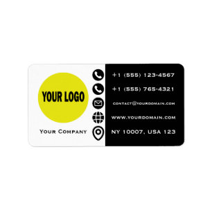 Etiqueta Cartão de Visita com Logo Preto Branco e Amarelo M