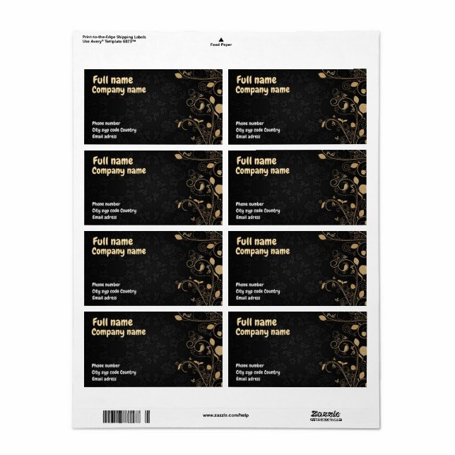 Etiqueta Cartão de visita padrão. (Toda a folha)