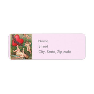 Etiqueta Cartão postal do Namorados Vermelho Vintage Cupid 