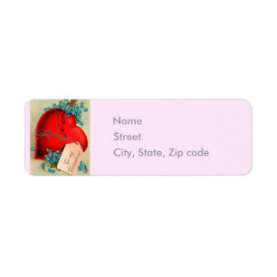 Etiqueta Cartão-postal do Namorados Vintage Big Red Heart