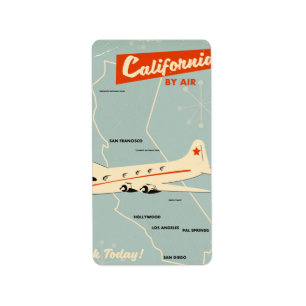 Etiqueta Cartaz de viagem da Califórnia dos anos 50 "por vi