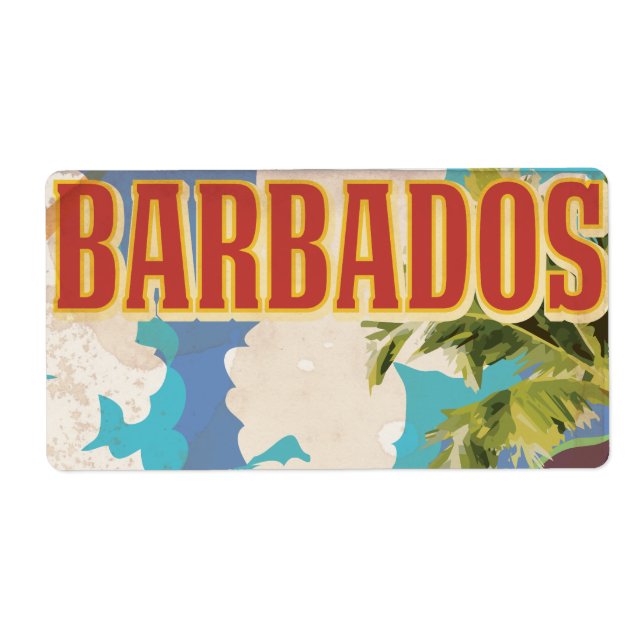 Etiqueta cartaz de viagem de Barbados (Frente)