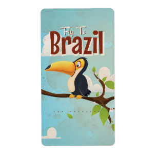 Etiqueta Cartaz de viagem de Tucano para voar para o Brasil