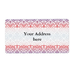Etiqueta Carteira Vintage Damask - vermelho violeta azul