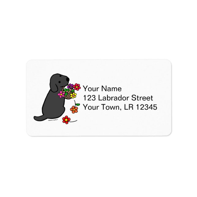 Etiqueta Cartografia do "Black Labrador Puppy Flower Basket (Frente)