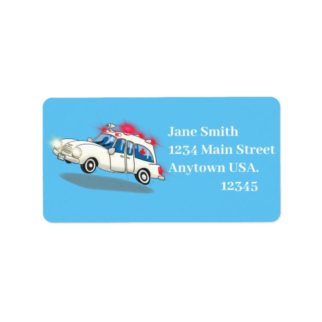 Etiqueta Cartoon Ambulance (Frente)