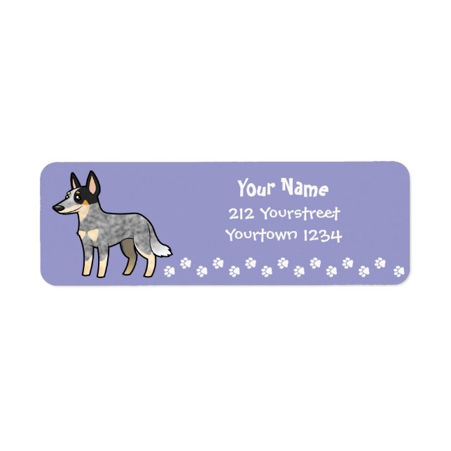 Etiqueta Cartoon australiano Cattle Dog / Kelpie (Frente)
