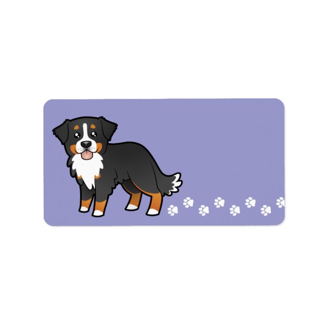 Etiqueta Cartoon Bernese Mountain Dog (Frente)