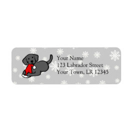 Etiqueta Cartoon Black Labradores de Natal