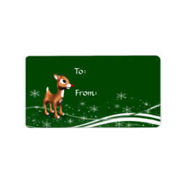 Etiqueta Cartoon Bonito Reindeer Marcar Presente de Natal