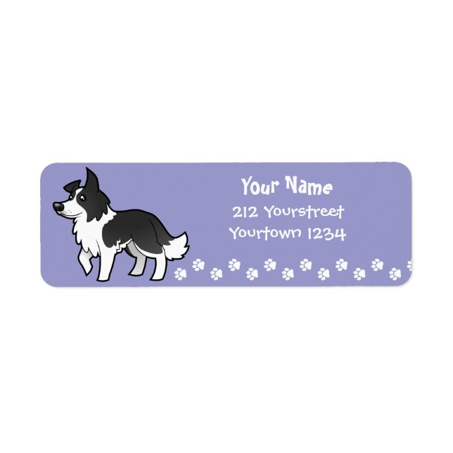 Etiqueta Cartoon Border Collie (Frente)
