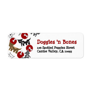 Etiqueta Cartoon Cachorros e Ossos Bonitos