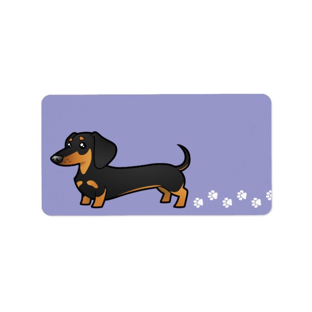 Etiqueta Cartoon Dachshund (casaco suave) (Frente)