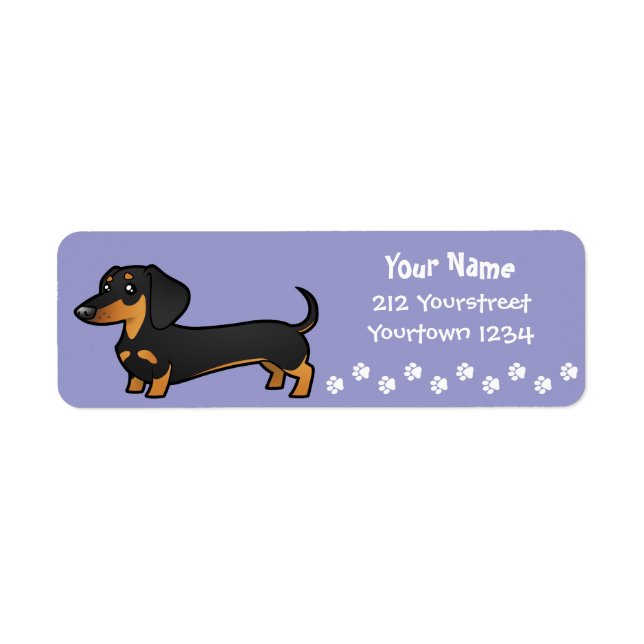 Etiqueta Cartoon Dachshund (casaco suave) (Frente)