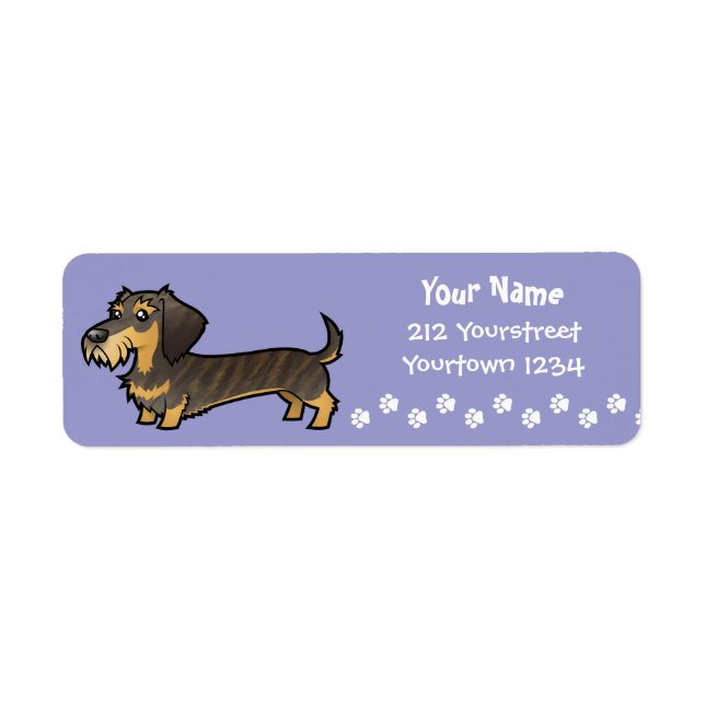 Etiqueta Cartoon Dachshund (penteado) (Frente)
