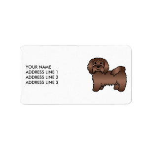 Etiqueta Cartoon de Chocolate Havanês Cão e Texto Personali