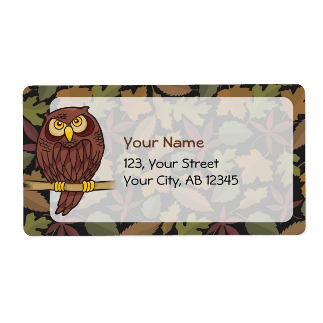 Etiqueta Cartoon de Coruja (Frente)