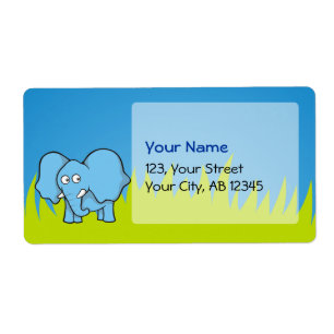 Etiqueta Cartoon de elefante azul