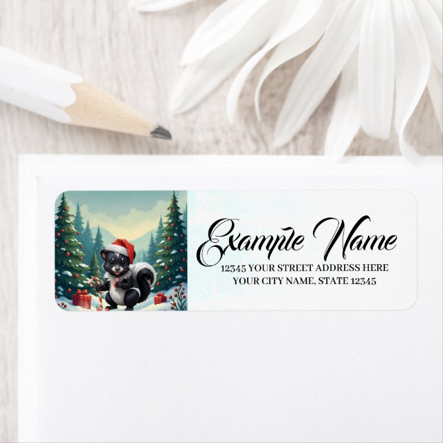 Etiqueta Cartoon de Skunk de Natal bonito (Insitu)