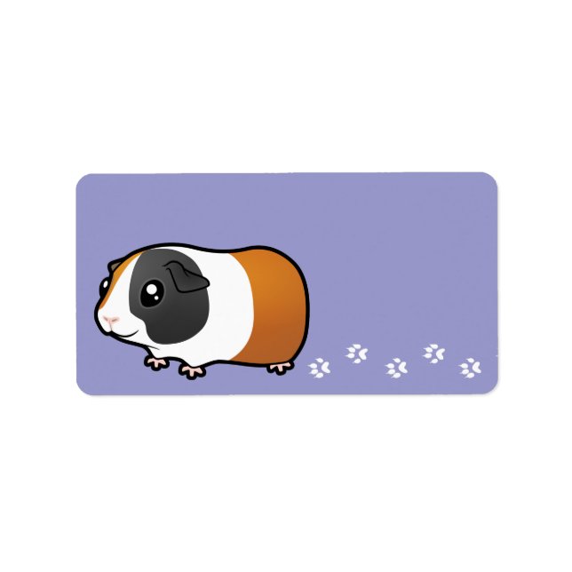 Etiqueta Cartoon Guiné Pig (cabelo liso) (Frente)