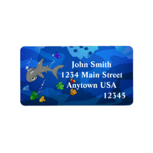 Etiqueta Cartoon Hammerhead Shark