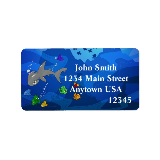 Etiqueta Cartoon Hammerhead Shark (Frente)