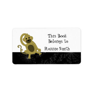 Etiqueta Cartoon Monkey Bookplate