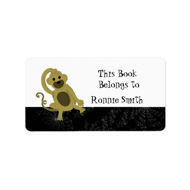 Etiqueta Cartoon Monkey Bookplate (Frente)