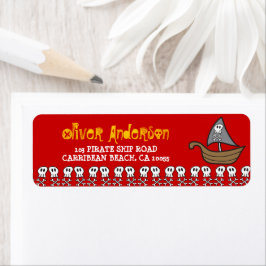 Etiqueta Cartoon Pirate Ship, Skulls & Bones Address Labels