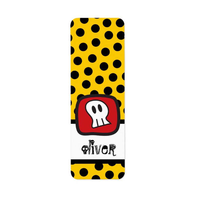 Etiqueta Cartoon Pirate Skull & Bone Kid's Festa de Hallowe (Frente)