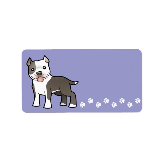 Etiqueta Cartoon Pitbull / American Staffordshire Terrier (Frente)