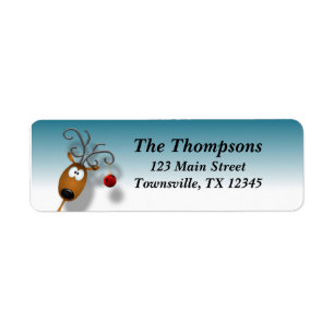 Etiqueta Cartoon Reindeer com Bola de Natal