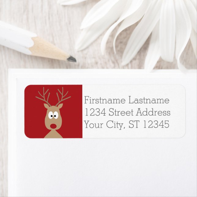 Etiqueta Cartoon Reindeer - Feliz Saudação de Natal (Insitu)