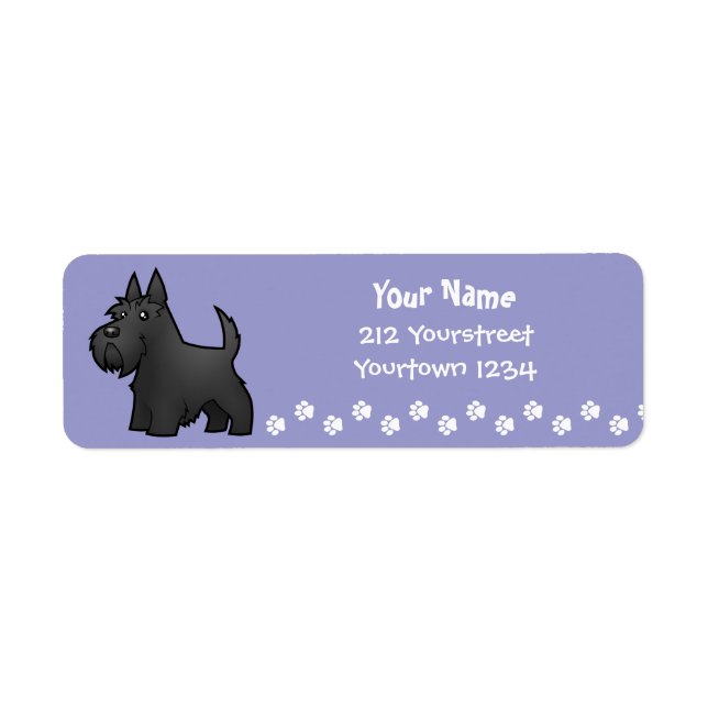 Etiqueta Cartoon Scottish Terrier (Frente)