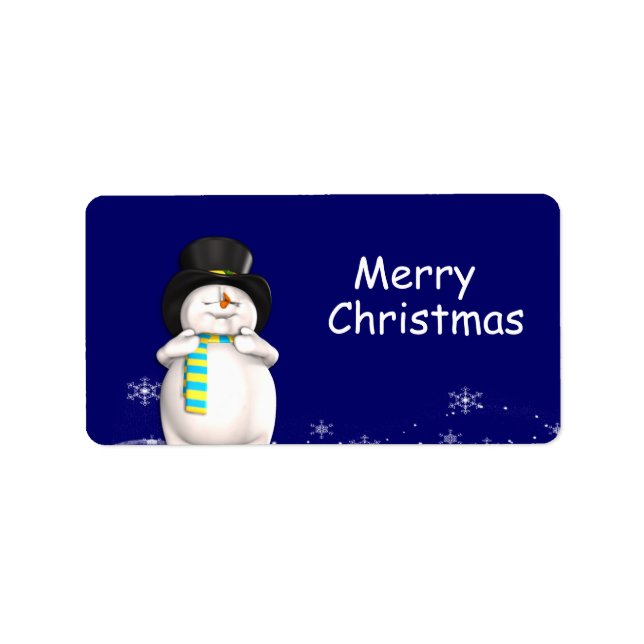 Etiqueta Cartoon Snowman Dags de Natal (Frente)