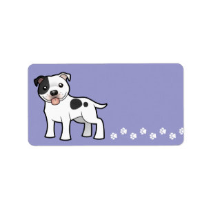 Etiqueta Cartoon Staffordshire Bull Terrier