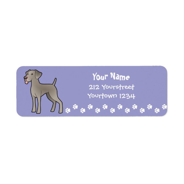 Etiqueta Cartoon Weimaraner (Frente)