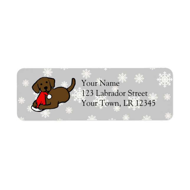Etiqueta Cartum de Natal do Chocolate Labrador (Frente)