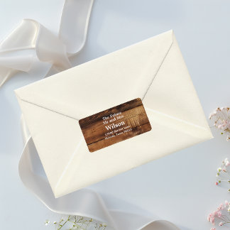 Etiqueta Casais Rustic Wood Foto País Endereço De Casamento